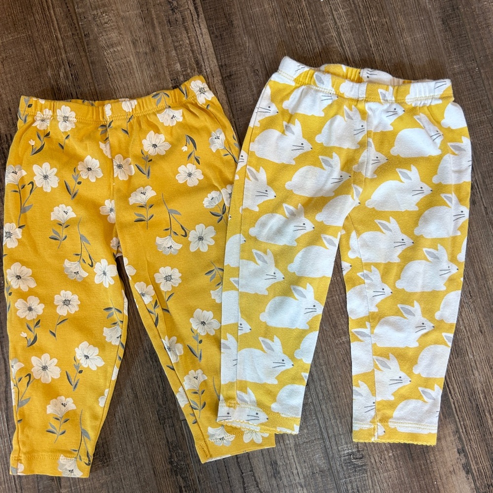 Carter's Yellow and White Floral Leggings